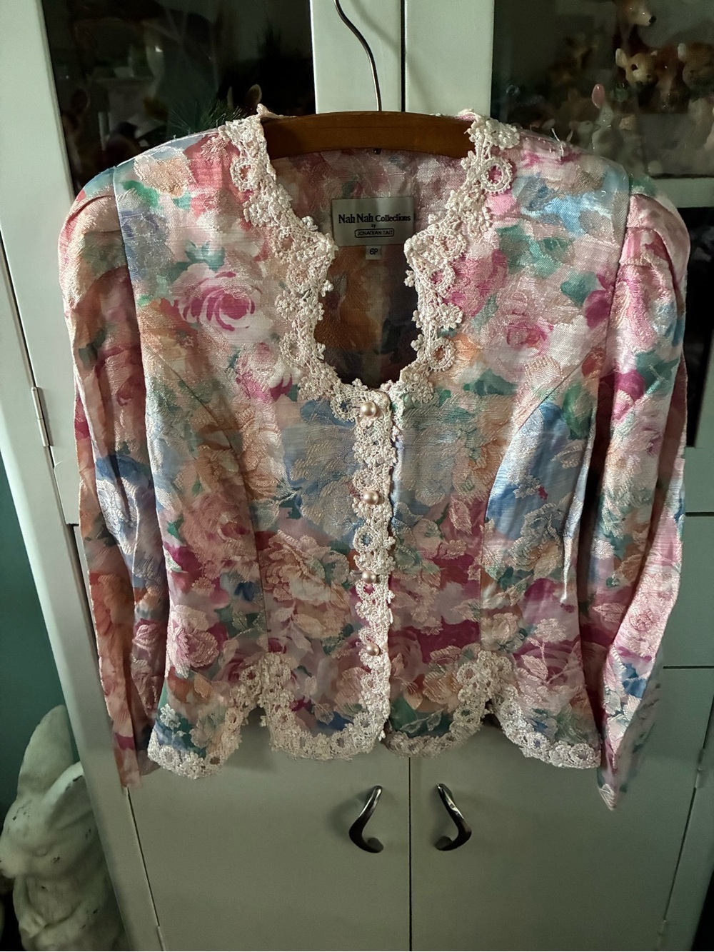 Nah Nah Collections by Jonathan Tait sz 6P Lace-Trim Pink Jacket Top euc Vintage